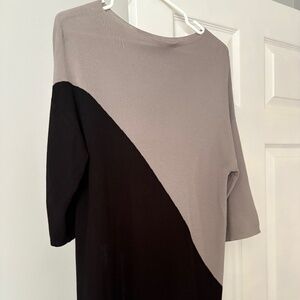 Asymmetrical Women's Grey and White Sweater/Top Very Light and Semi-Sheer M